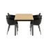 Udendørs Kirra Dining Table 150x90 med sort teakbordplade og fire sorte Patio Chair no. One S1 stole