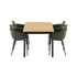 Udendørs Kirra Dining Table 150x90 med sort teakbordplade og fire sorte Patio Chair no. One S1 stole