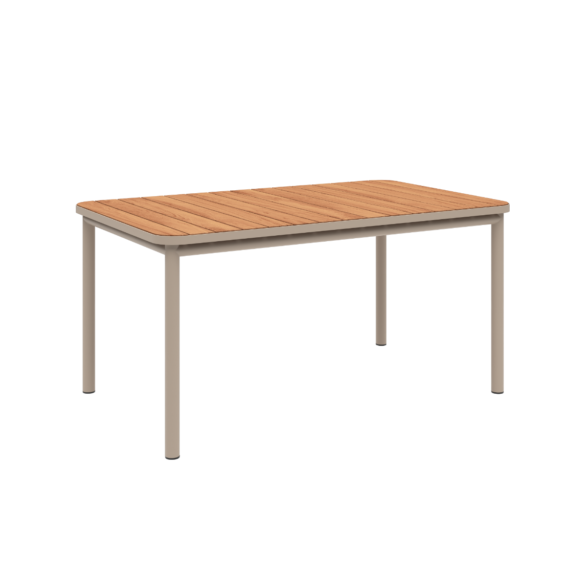 Udendørs Kirra Dining Table 150x90 i taupe pulverlakeret aluminium og teaktræ