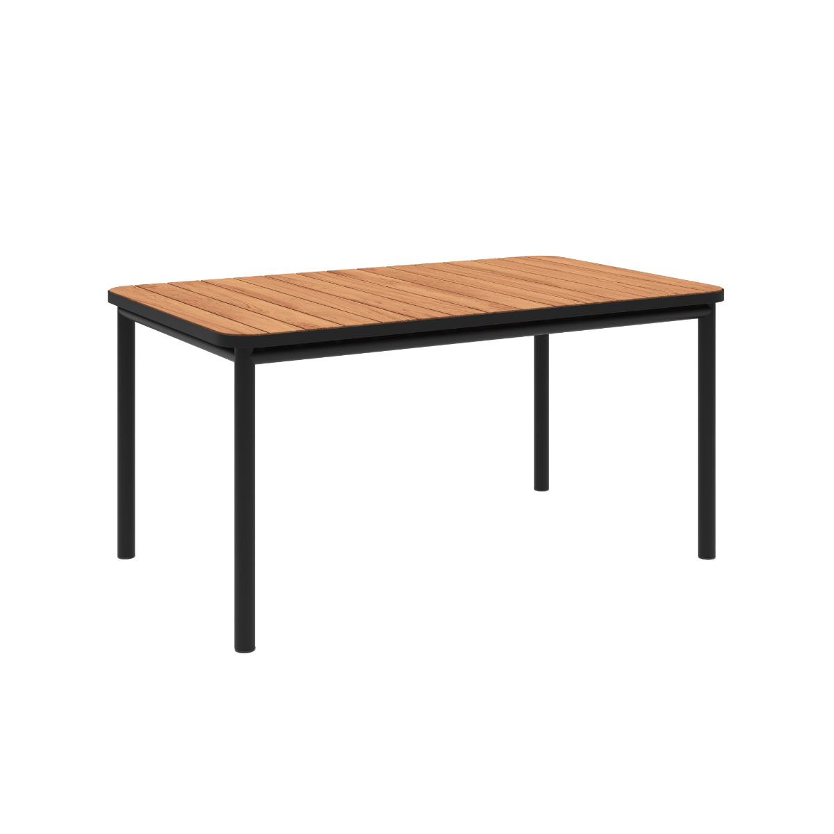 Udendørs Kirra Dining Table 150x90 i sort pulverlakeret aluminium og teaktræ