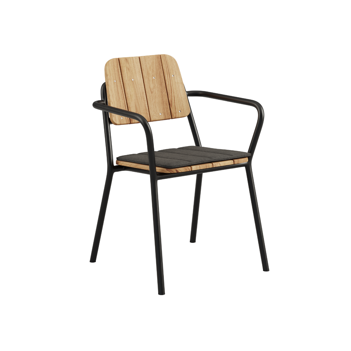 Kirra Patio Chair Cushion i sort olefin med integreret strop til udendørs brug.