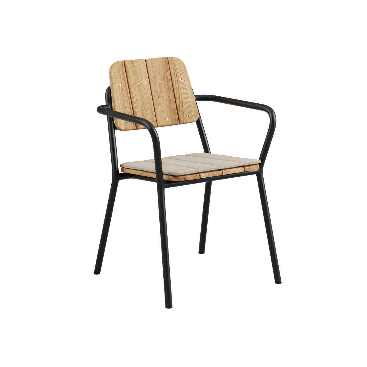 Sort Kirra Patio Chair hynde i slidstærkt olefin materiale til udendørs brug.