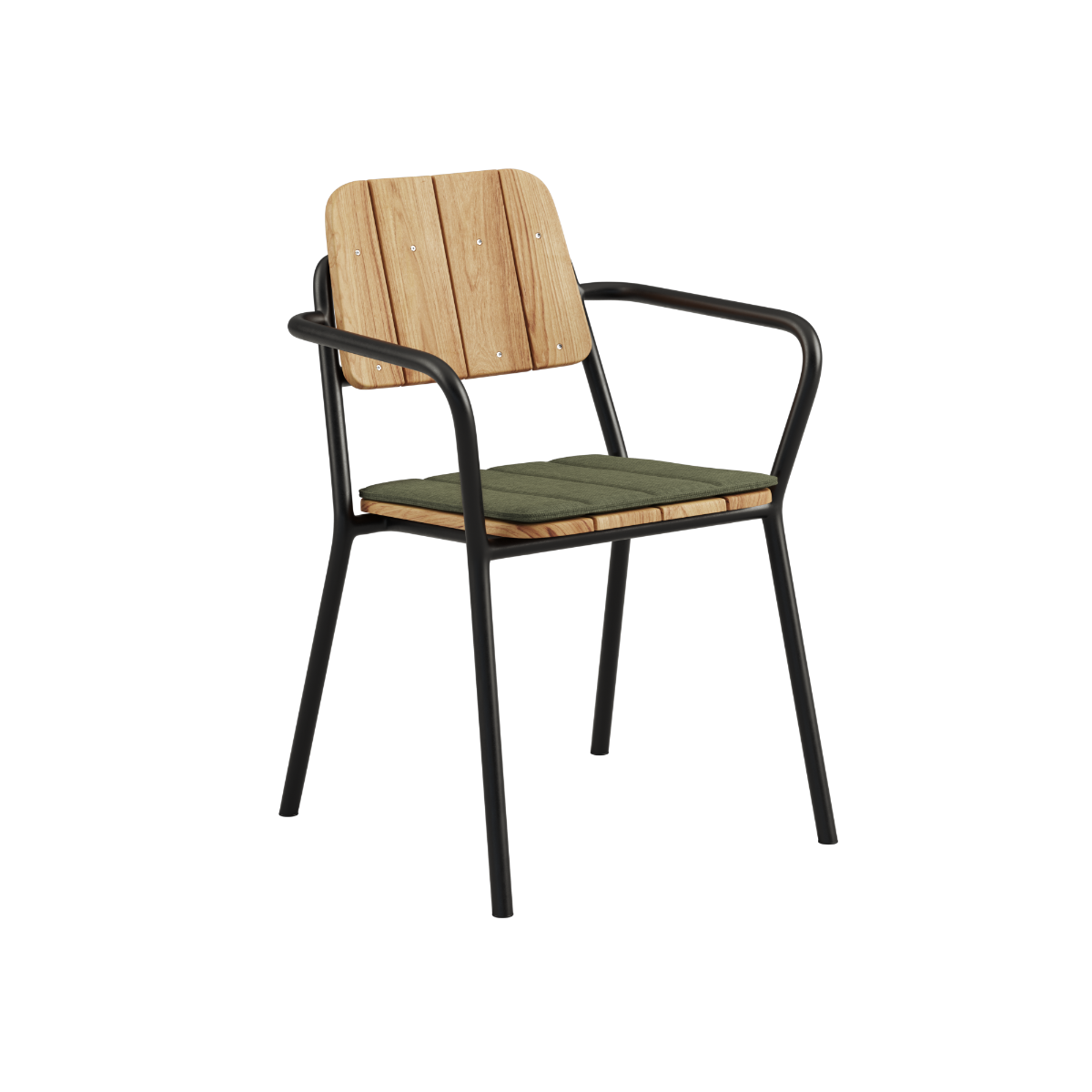 Sort Kirra Patio Chair hynde i slidstærkt olefin med integreret strop til udendørs brug.