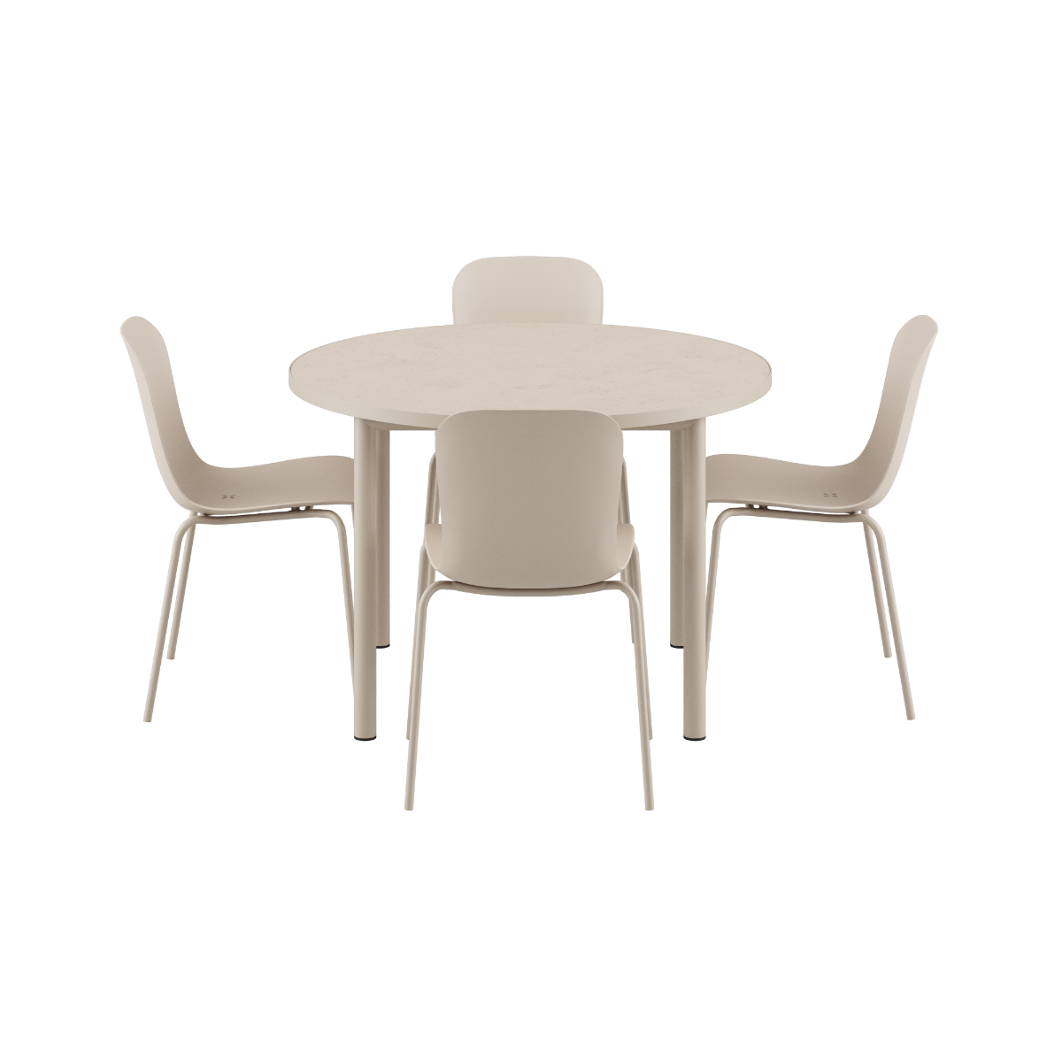 Udendørs Kirra spisebord Ø110 med keramisk bordplade og 4 taupe Patio Chair no. One S2 stole