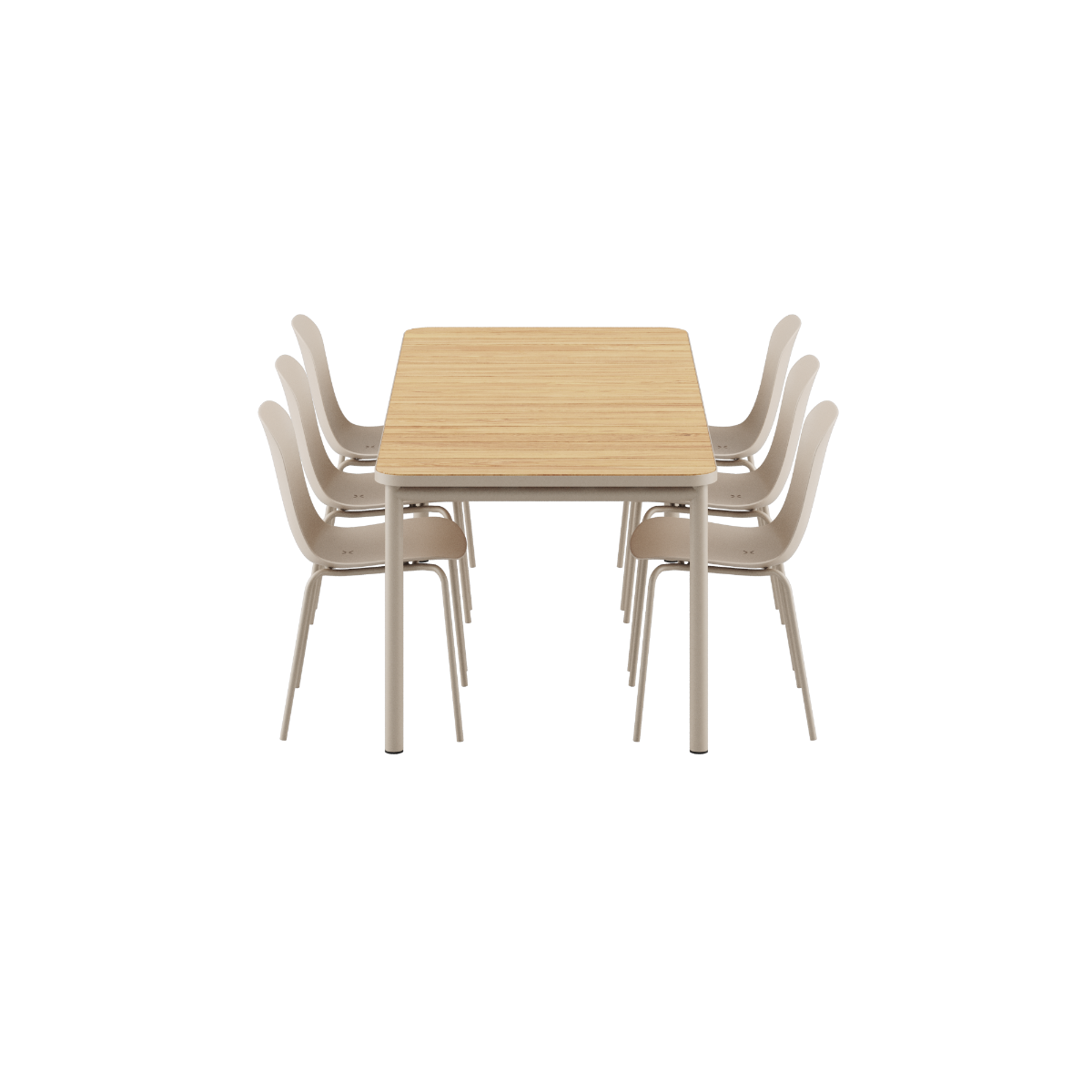 Kirra udendørs spisebord i taupe med 6 Patio Chair no. One S2 stole i matchende farve
