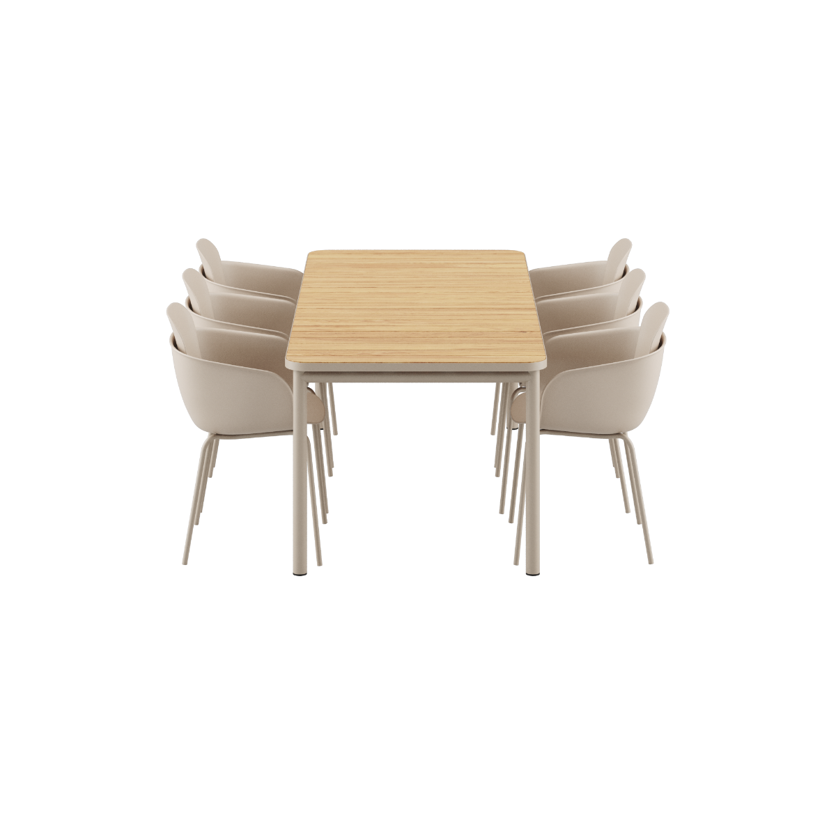 Kirra udendørs spisebord i taupe med 6 Patio Chair no. One S2 stole i matchende farve
