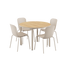 Rundt Kirra Dining Table taupe med fire Patio Chair no. One S1 stole i taupe til udendørs brug.
