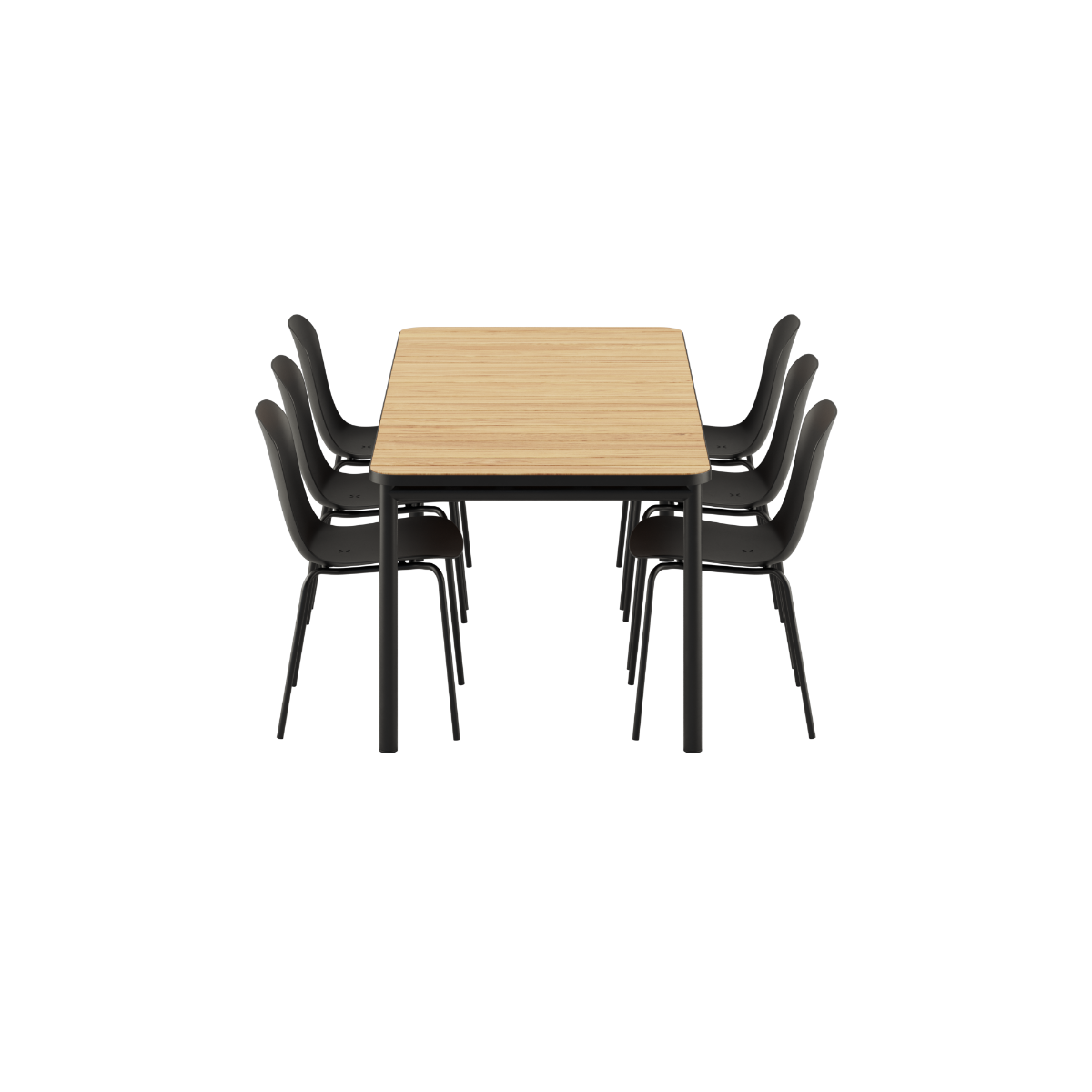 Udendørs Kirra spisebord i sort med 6 Patio Chair no. One S2 stole i oliven og sort