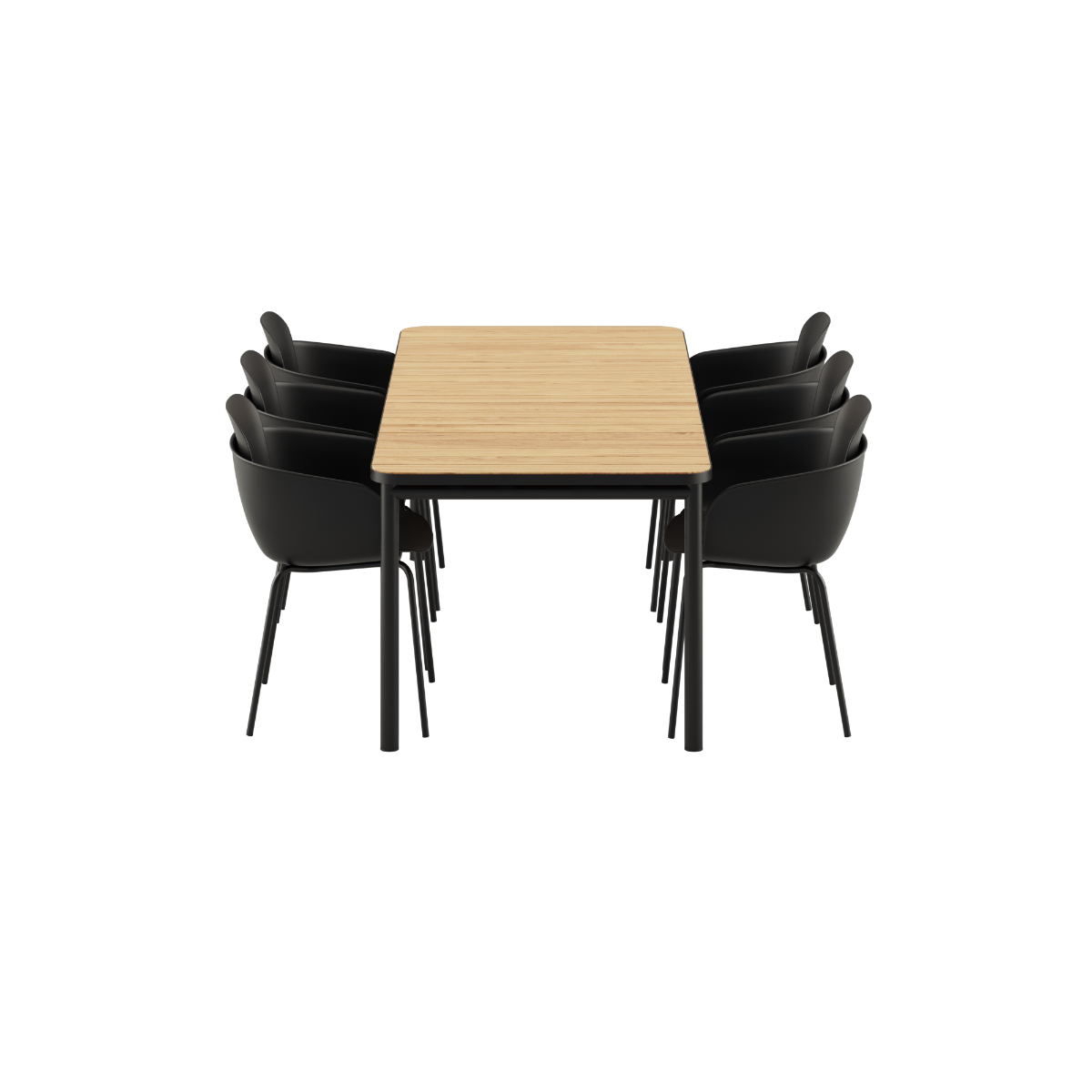 Udendørs Kirra spisebord i sort med 6 Patio Chair no. One S2 stole i oliven og sort