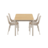 Udendørs spisebord Kirra 150x90 med taupe Patio Chair no. One S2 stole i taupe farve.