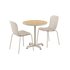 Kirra Café Table taupe med 2 Patio Chair no. One S1 stole i taupe, udendørs spisebordssæt
