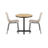 Rundt Kirra Café Table i teak og pulverlakeret aluminium med to Olive/Noir Patio Chair no. One S2 stole.