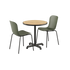 Udendørs Kirra Café Table med rund teak bordplade og 2 Patio Chair no. One stole i olive og noir