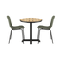 Rundt Kirra Café Table i teak og aluminium med to Patio Chair no. One S2 stole i olive og noir farver.