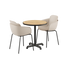 Rundt Kirra Café Table i teak og aluminium med to taupe og noir Patio Chair no. One stole
