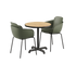 Rundt Kirra Café Table i teak med 2 Patio Chair no. One stole i olive og noir farver.