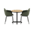 Rundt Kirra Café Table i teak og aluminium med to Patio Chair no. One S2 stole i olive og noir farver.