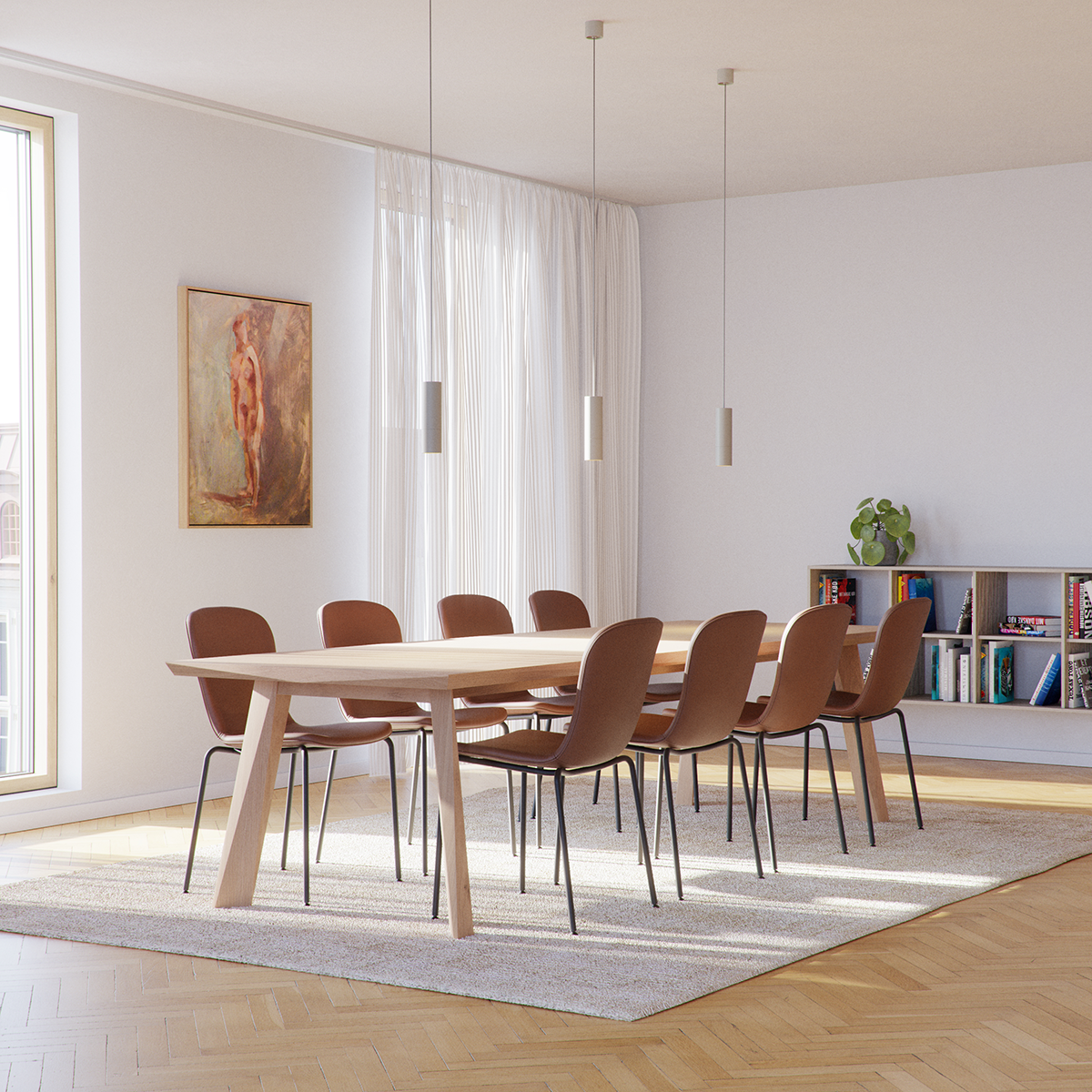 Chair no. One S1 spisebordsstol i sort med polstret sæde og stel i genanvendt pulverlakeret stål