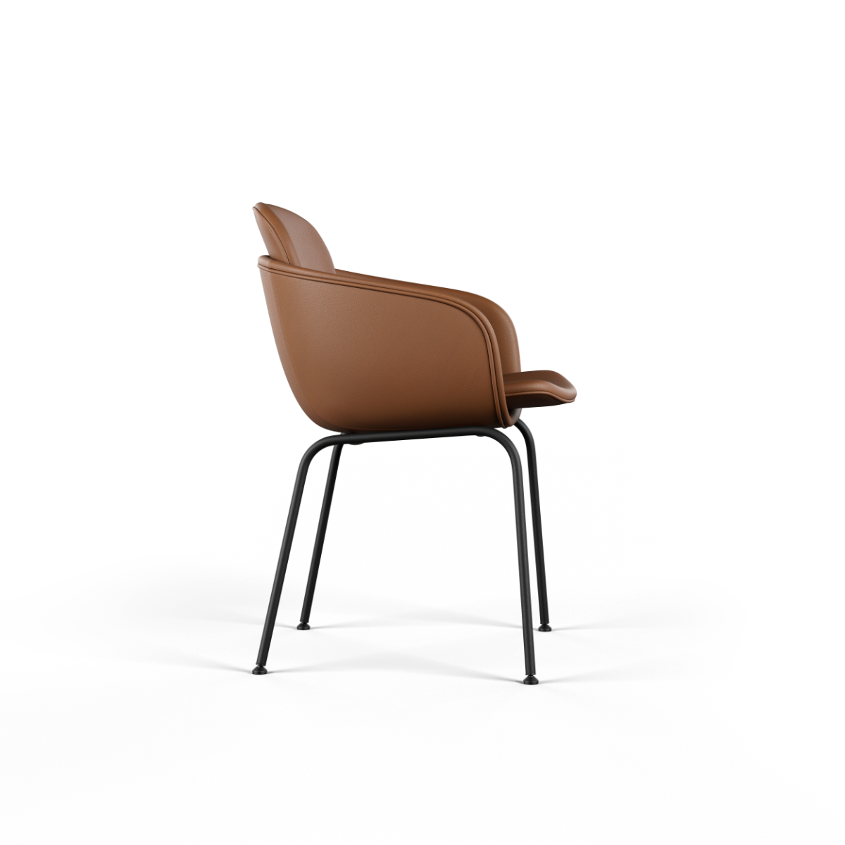 Chair no. One S2 spisebordsstol i Terra Black læder med dobbeltskaller og sort pulverlakeret stel.