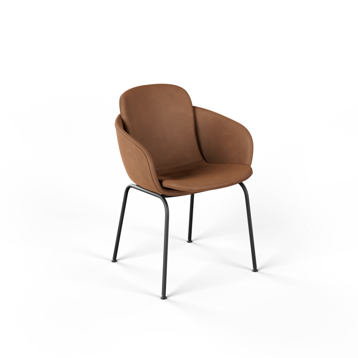 Chair no. One S2 spisebordsstol i Luna Walnut polstret læder med dobbeltskaller og metalstel