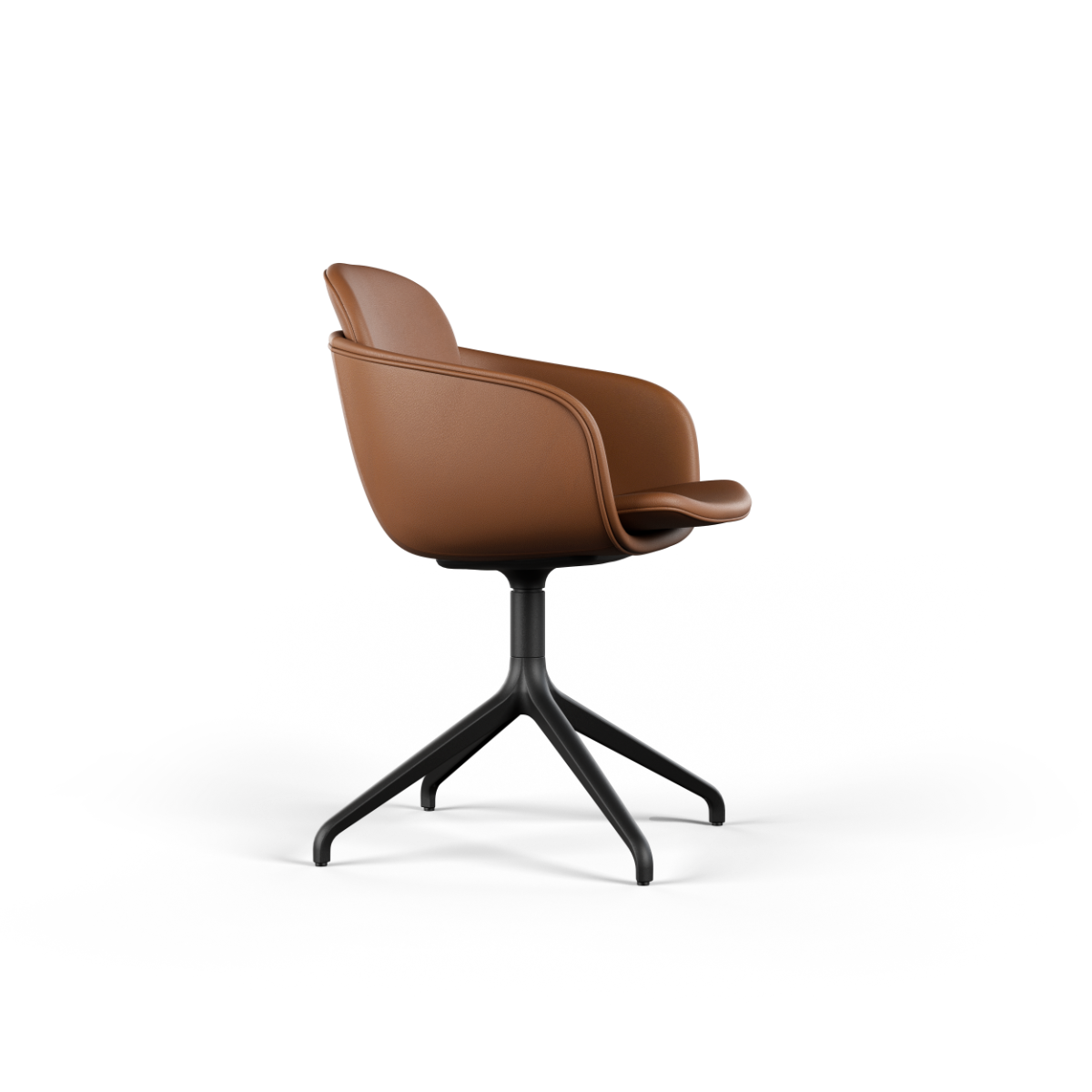 Chair no. One S2 Terra Black swivel chair with double shell design and leather upholstery.