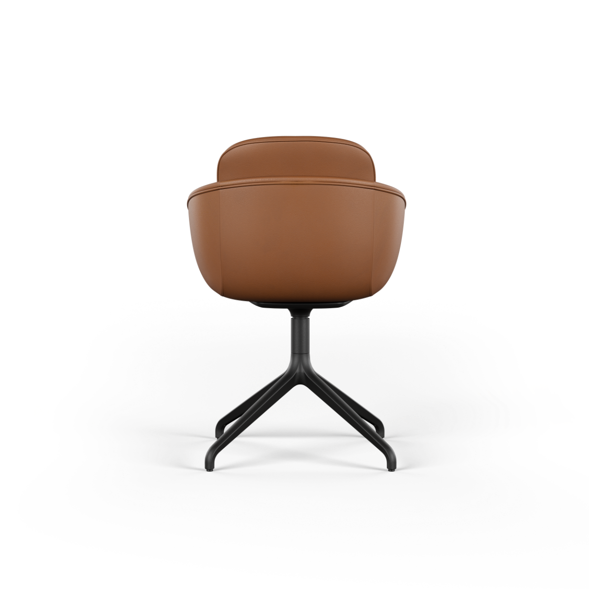 Chair no. One S2 Terra Black swivel chair with double shell design and leather upholstery.