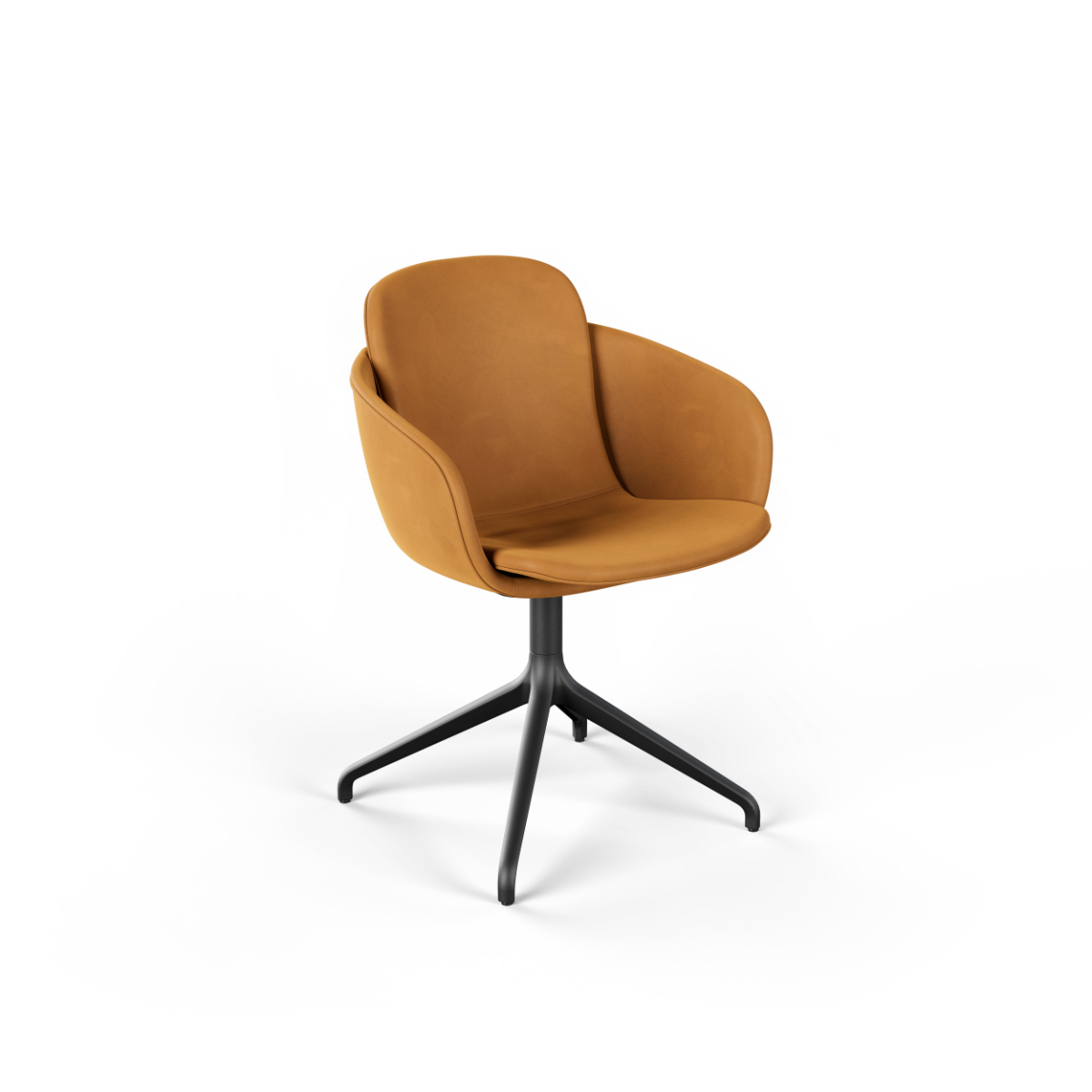 Chair no. One S2 Luna Sandstone swivel chair with double shell design and leather upholstery.