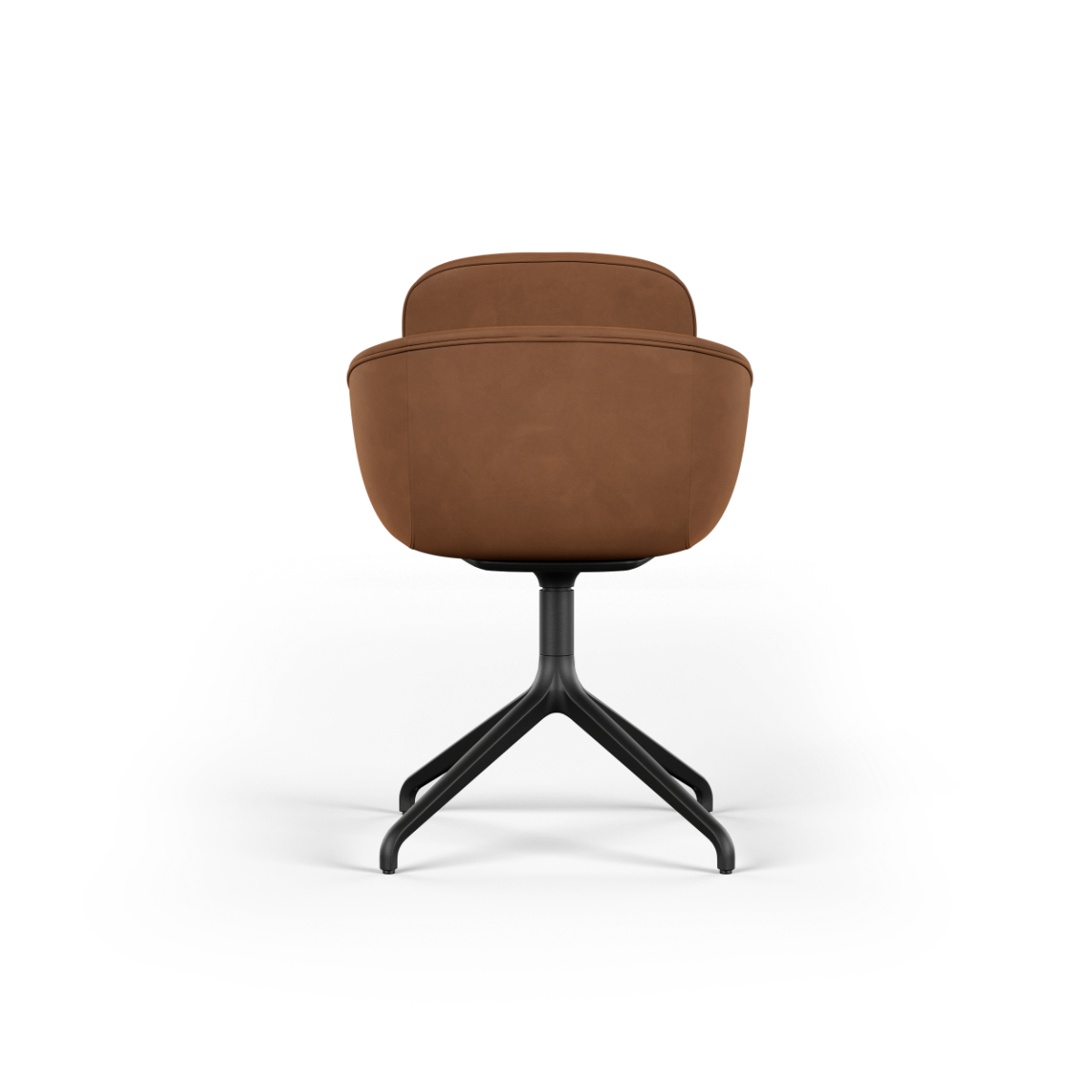 Chair no. One S2 Terra Safari swivel chair with double shell design and leather upholstery.