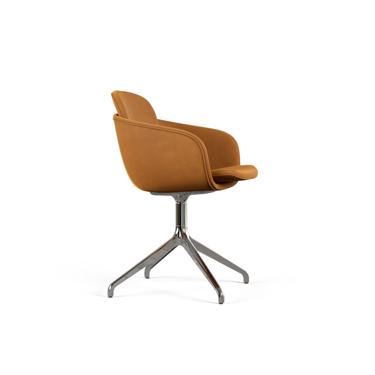 Chair no. One S2 swivel chair in Luna Sandstone leather with polished aluminum base