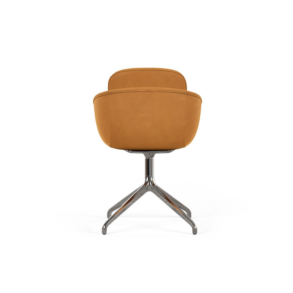 Chair no. One S2 polstret i Luna Sandstone læder med poleret swivel-fod i aluminium.