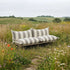 Udendørs Mollis Lounge Sofa 2-seater i Renesse Taupe med aluminiumsramme og tekstilpolstring.