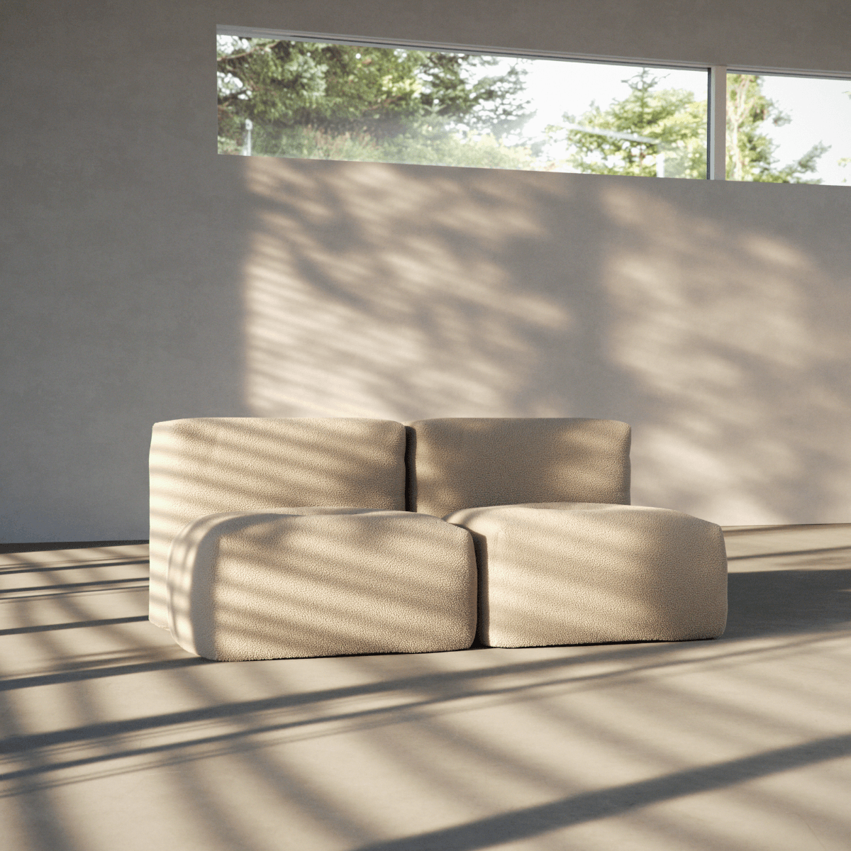 Blød to-personers Soft Sofa Indoor i Teddy Brown polyester med modulært design og skridsikker bund.
