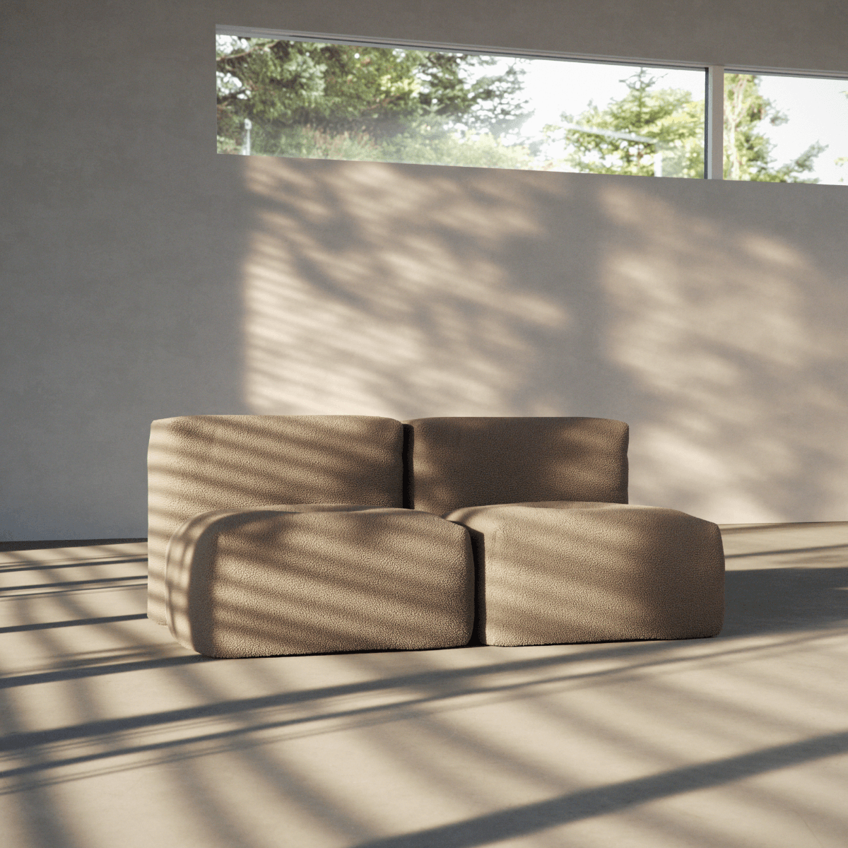 Soft Sofa Indoor 2-personers sofa i Teddy Brown polyester med blødt, modulært design og skridsikker bund.