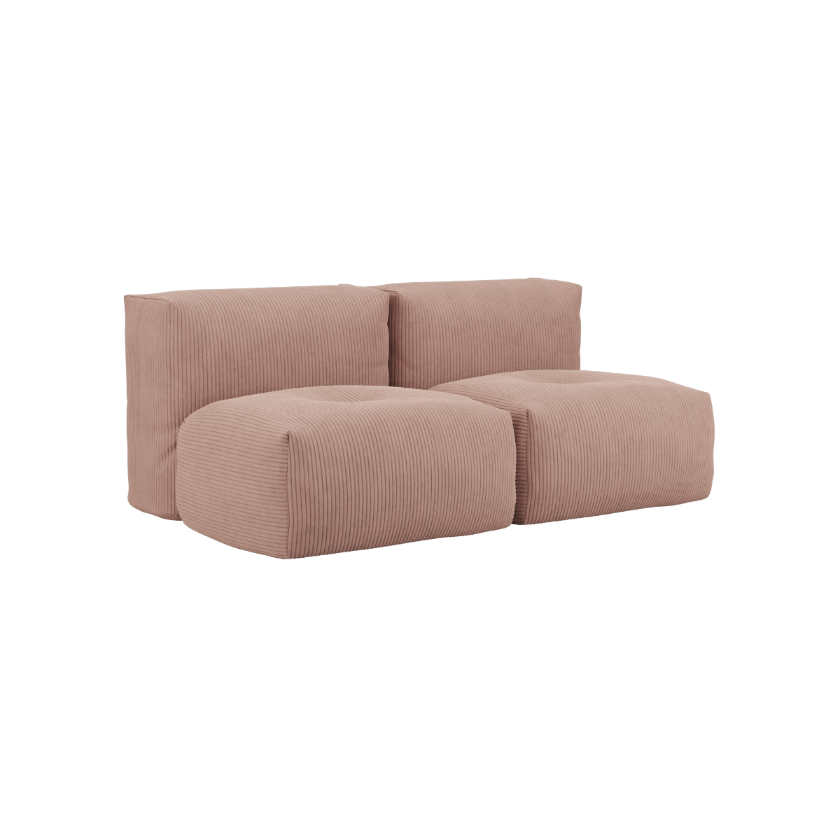 Soft Sofa Indoor 2-personers sofa i rosa corduroy stof med blød, modulær form og lav ryg.