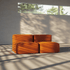Orange Jaquard Soft Sofa Indoor 2-seater with soft, modular design and low backrest.