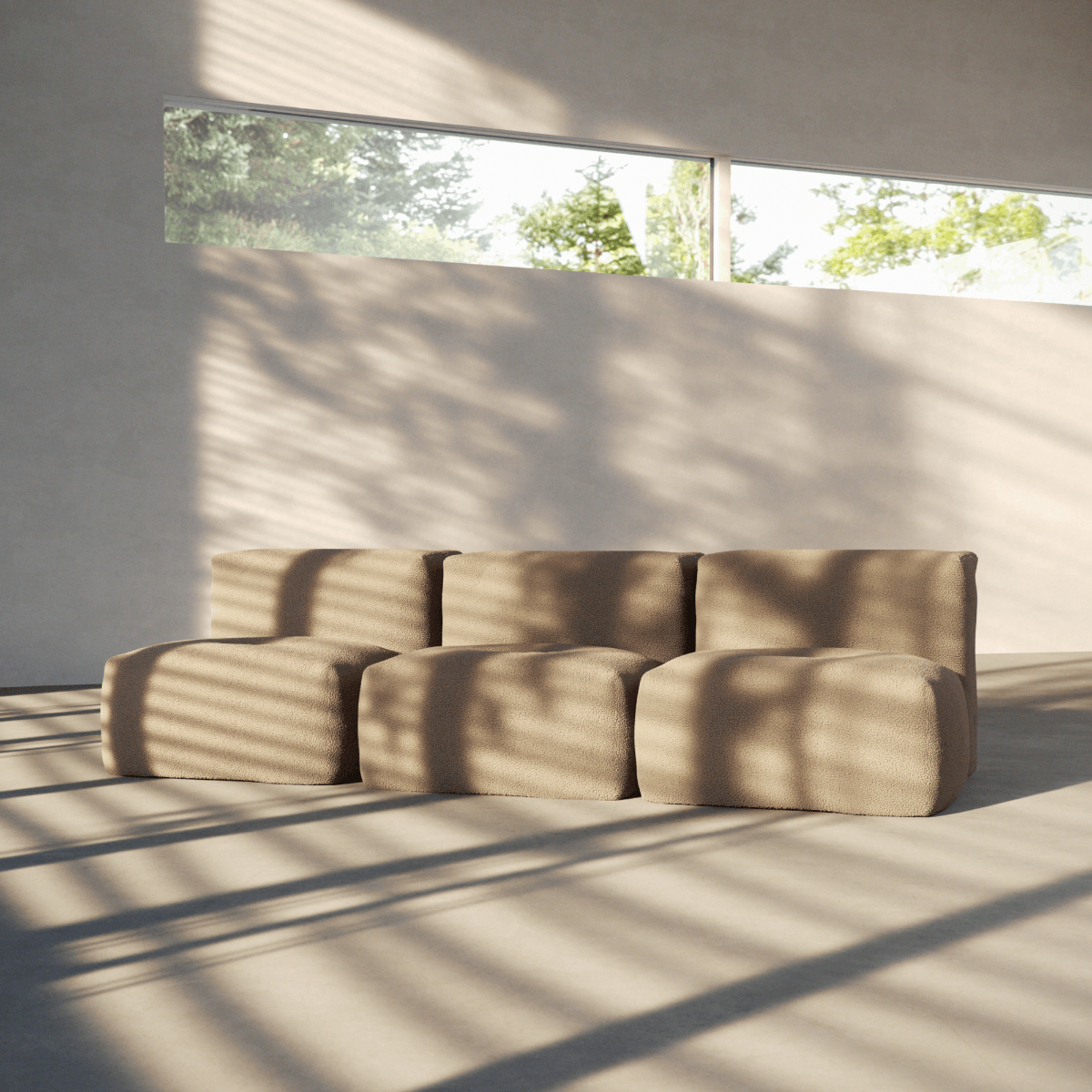 Soft Sofa Indoor - 3 Seater Open | Soft Sofa Indoor - 3 Seater Open - Teddy Brown Uden puf | SACKit