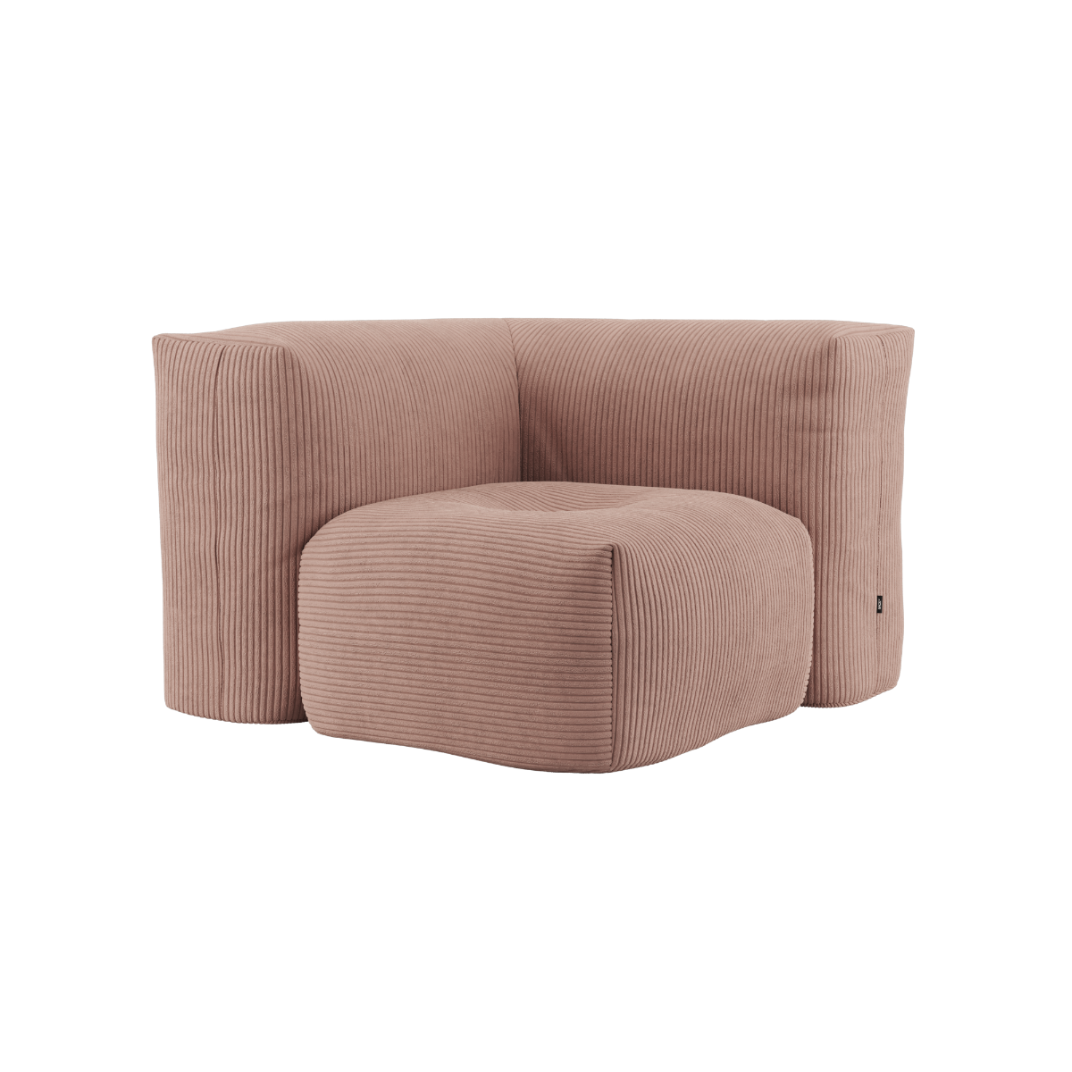 Soft Sofa Indoor hjørnesofa i rosa corduroy stof med bløde, modulære puder.