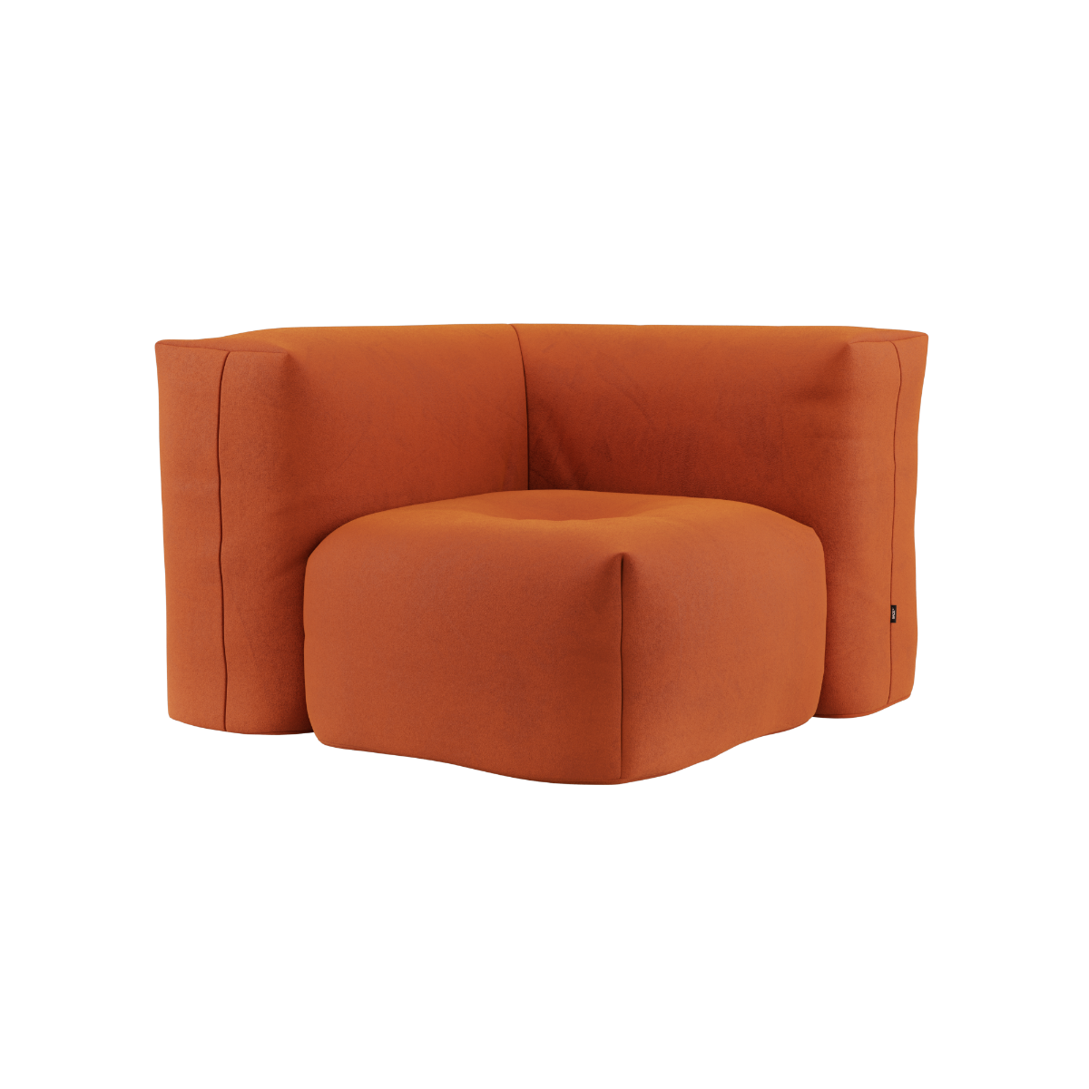Soft Sofa Indoor hjørnesofa i orange Jaquard tekstil med bløde, modulære puder uden stel.