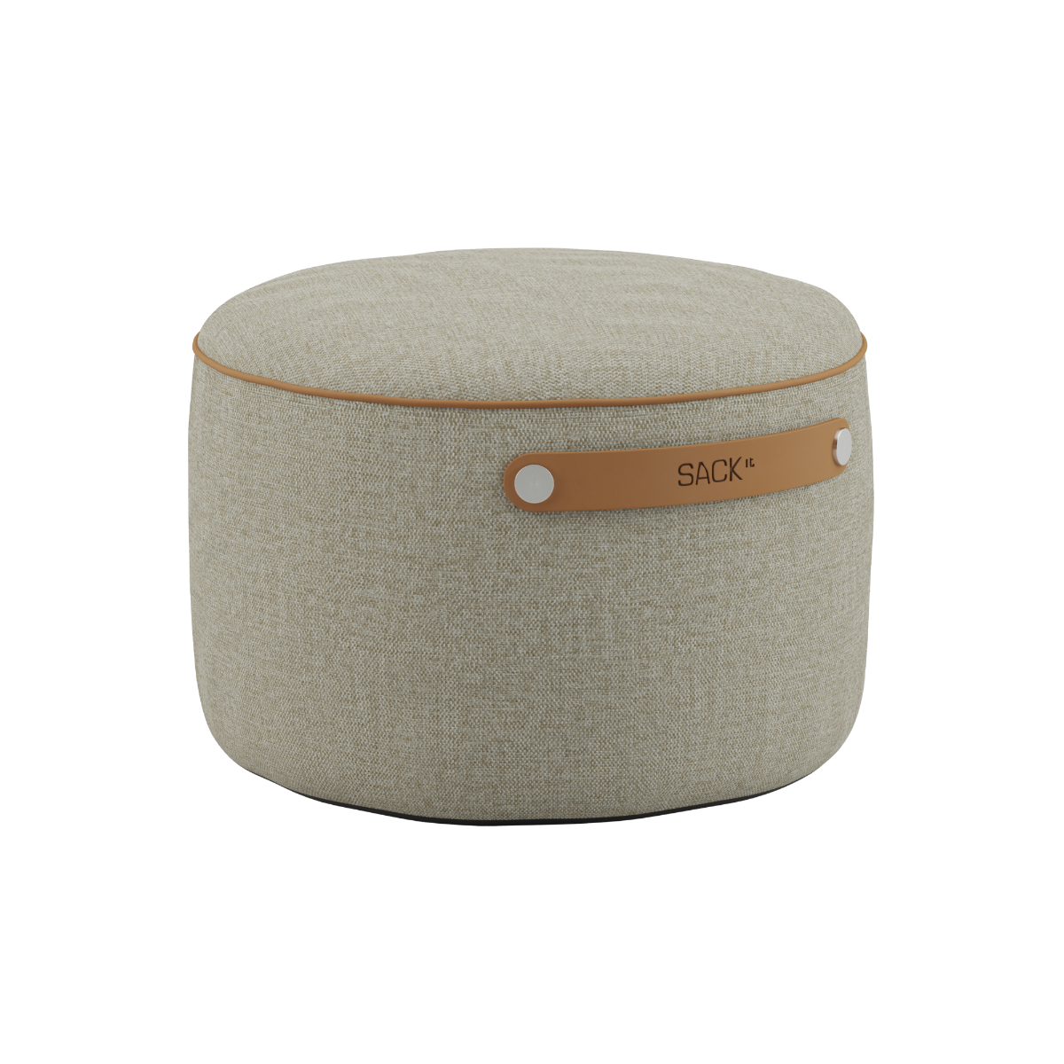 SACKit Pouf Indoor i rund form med Cosmo Beige tekstil og skridsikker bund.