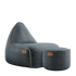 Canvas Lounge Chair og puf i petrol canvas stof med håndsyede sting, indendørs loungesækkestol og puf.