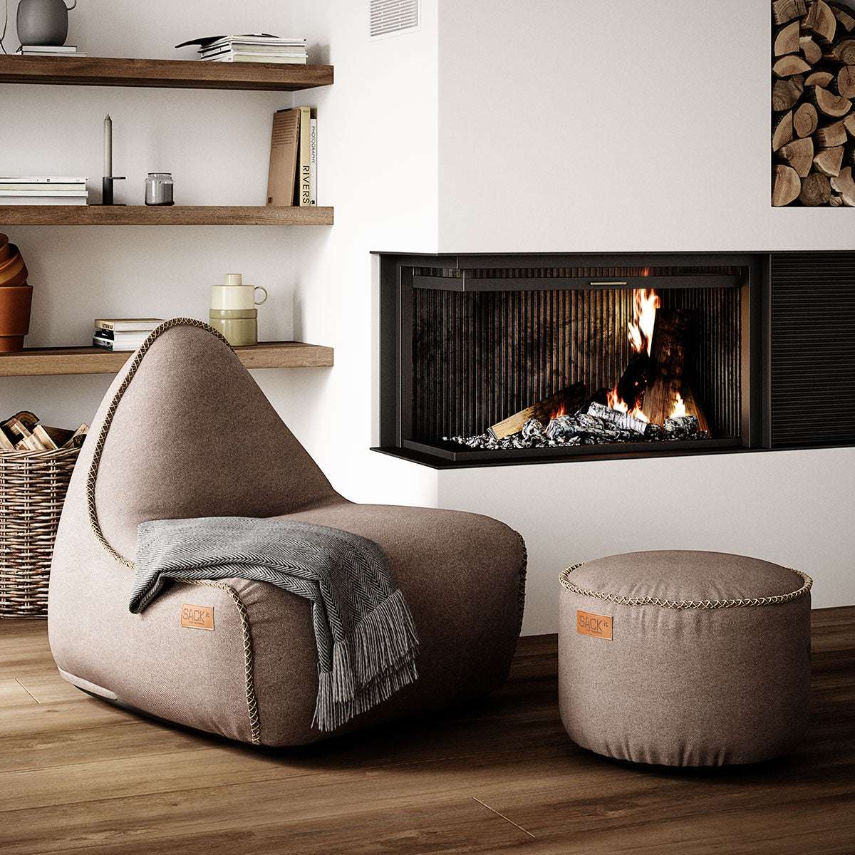 Canvas Lounge Chair & Pouf | Canvas Lounge Chair & Pouf - Canvas Sand | SACKit