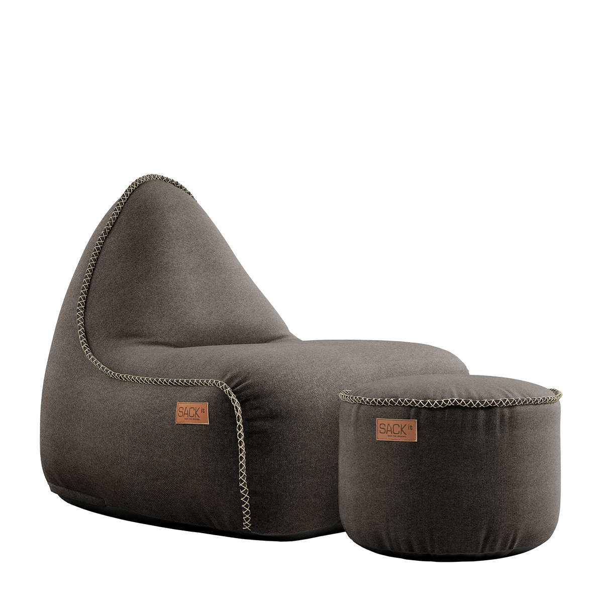 Canvas Lounge Chair & Pouf | Canvas Lounge Chair & Pouf - Canvas Brown | SACKit