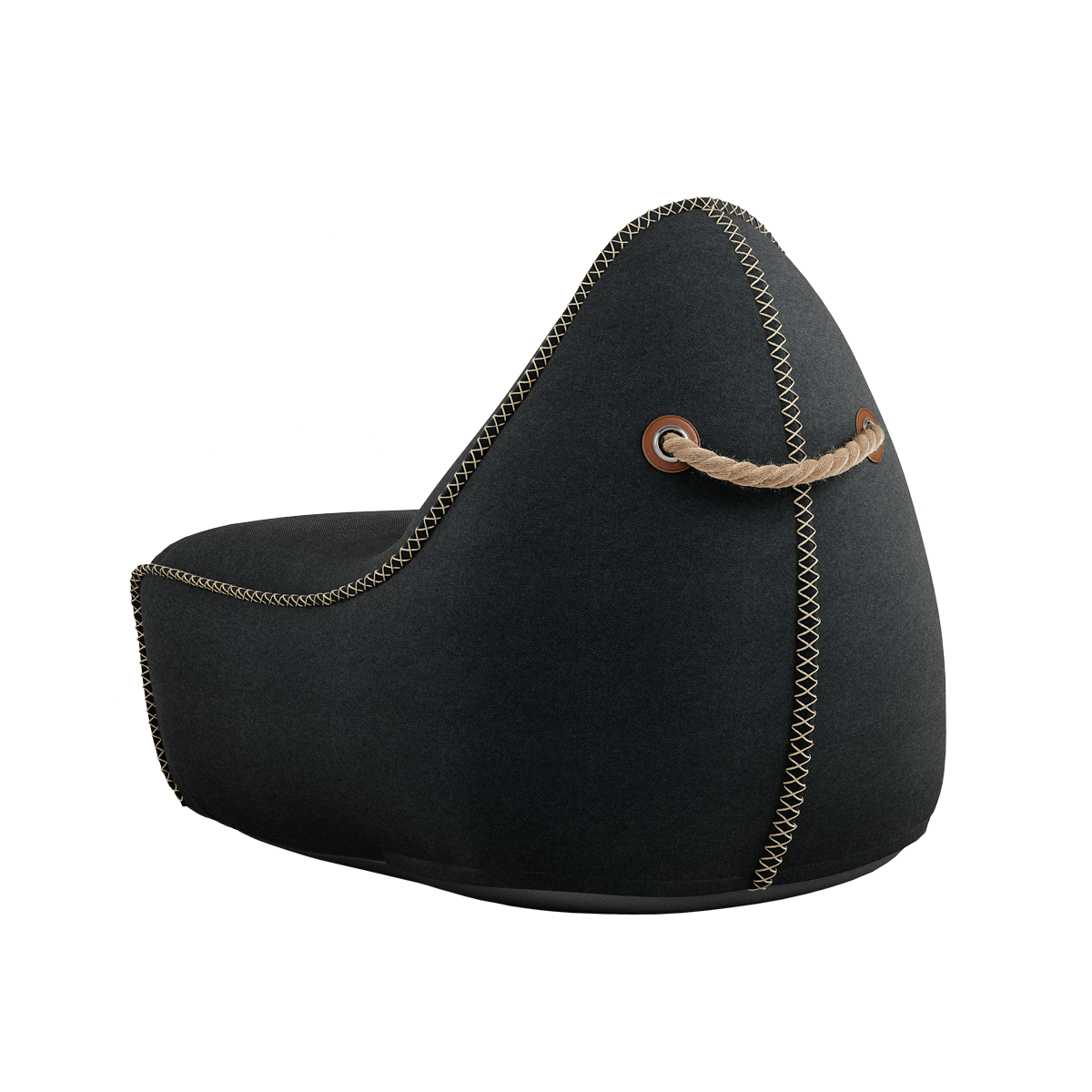 Canvas Lounge Chair og puf i petrol canvas stof med formstabilt design og ryglæn.
