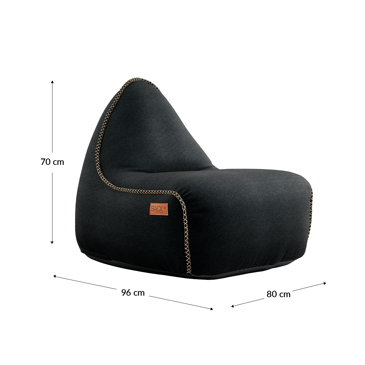Canvas Lounge Chair og puf i petrolfarvet canvasstof med formstabilt design og hørsting
