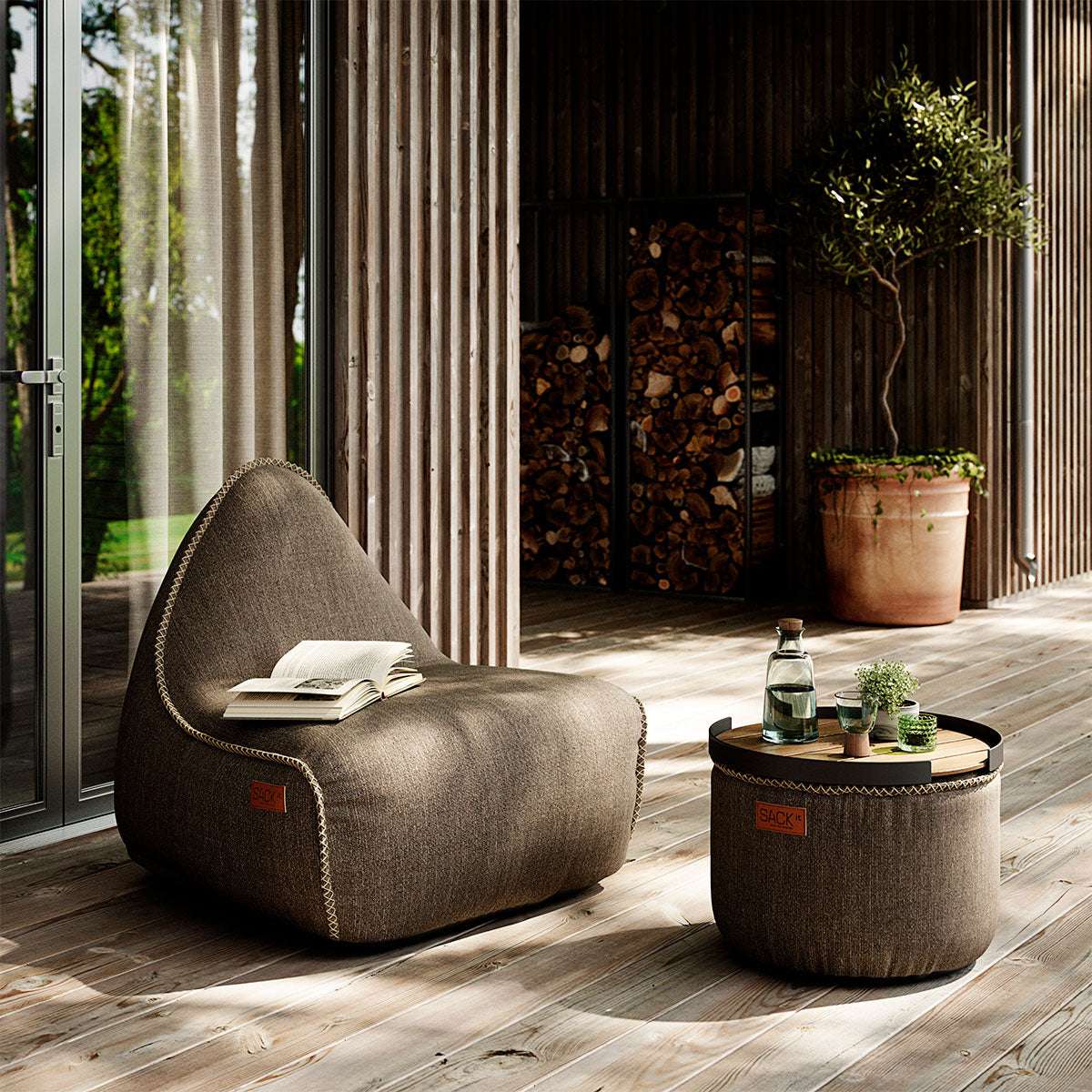 Cobana Lounge Chair & Pouf | Cobana Lounge Chair & Pouf - Cobana Brown | SACKit