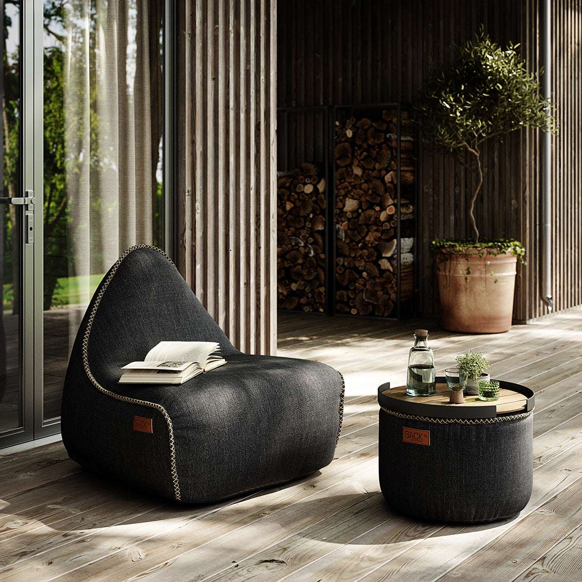 Cobana Lounge Chair & Pouf | Cobana Lounge Chair & Pouf - Cobana Black | SACKit