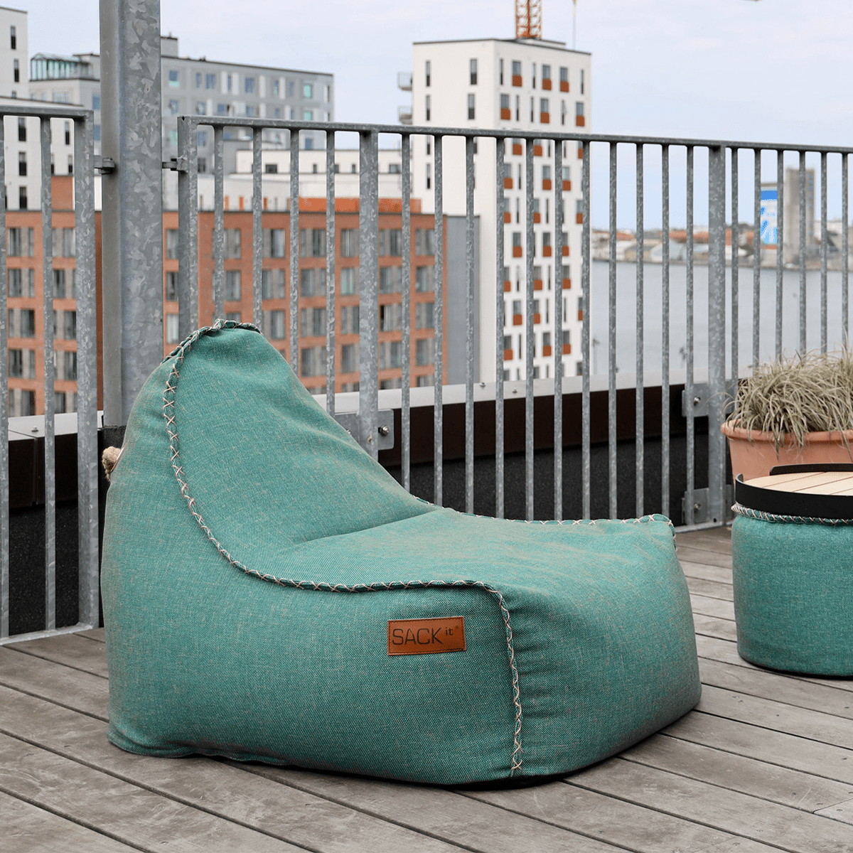 Cobana Lounge Chair & Pouf | Cobana Lounge Chair & Pouf - Cobana Petrol Melange | SACKit
