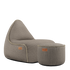 Cobana Lounge Chair og Pouf i taupe farve med blødt, slidstærkt stof og rund puf.