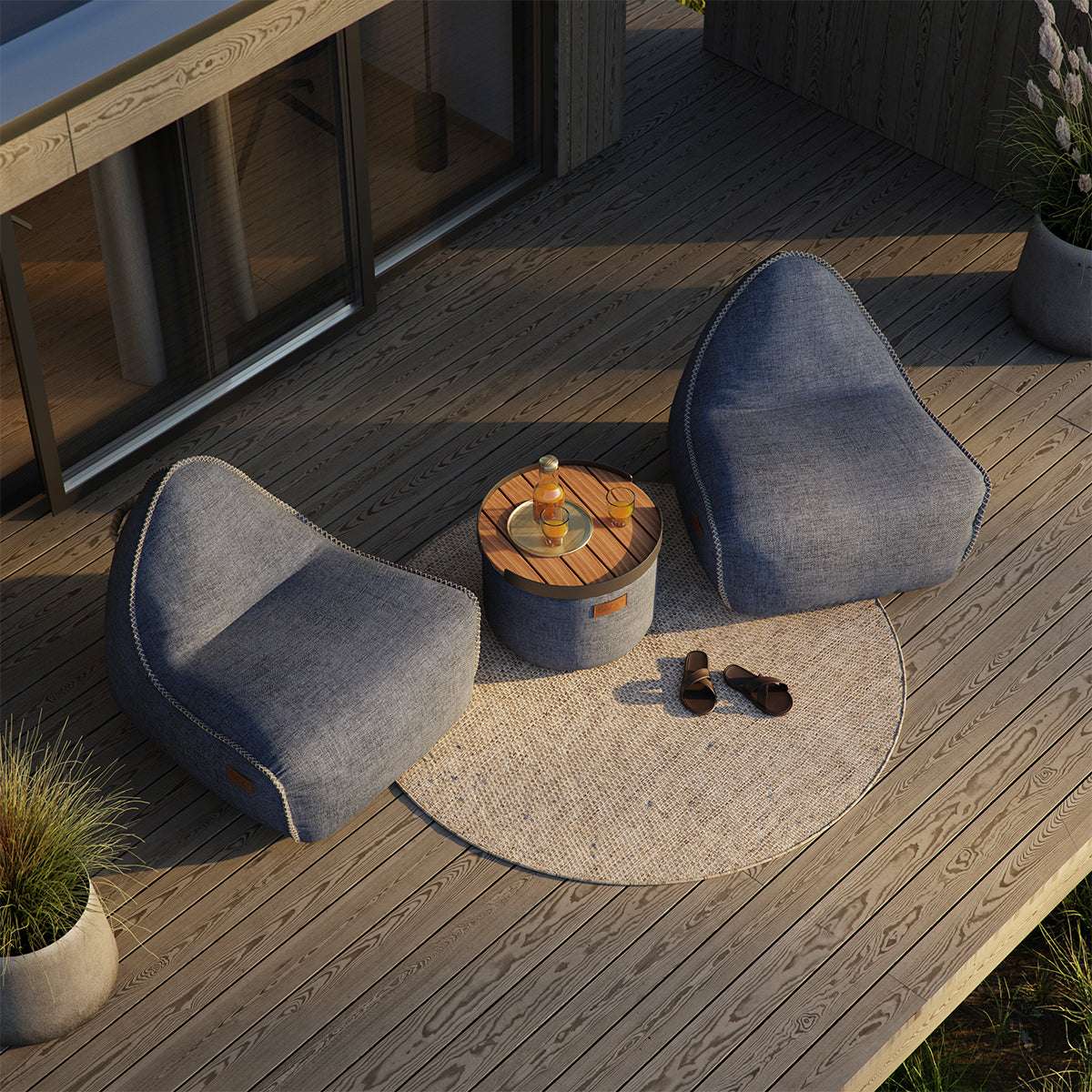 Cobana Lounge Chair & Pouf | Cobana Lounge Chair & Pouf - Kirra Indigo | SACKit