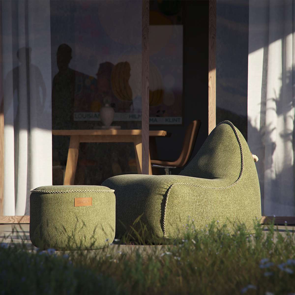 Cobana Lounge Chair & Pouf | Cobana Lounge Chair & Pouf - Kirra Olive | SACKit